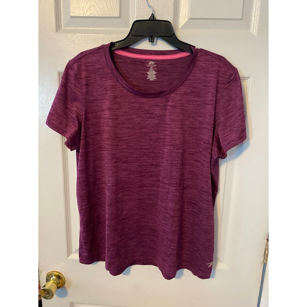 Pro Player Womens 2X Purple Space Dye Wicking Short Sleeve Active T-Shirt